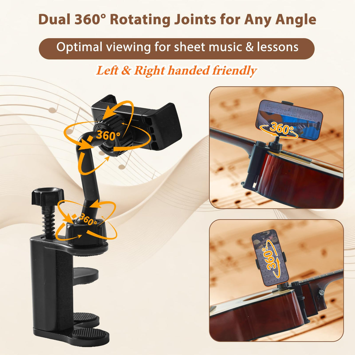 Guitar Phone Holder for Acoustic, Electric Guitar, Bass, Ukulele