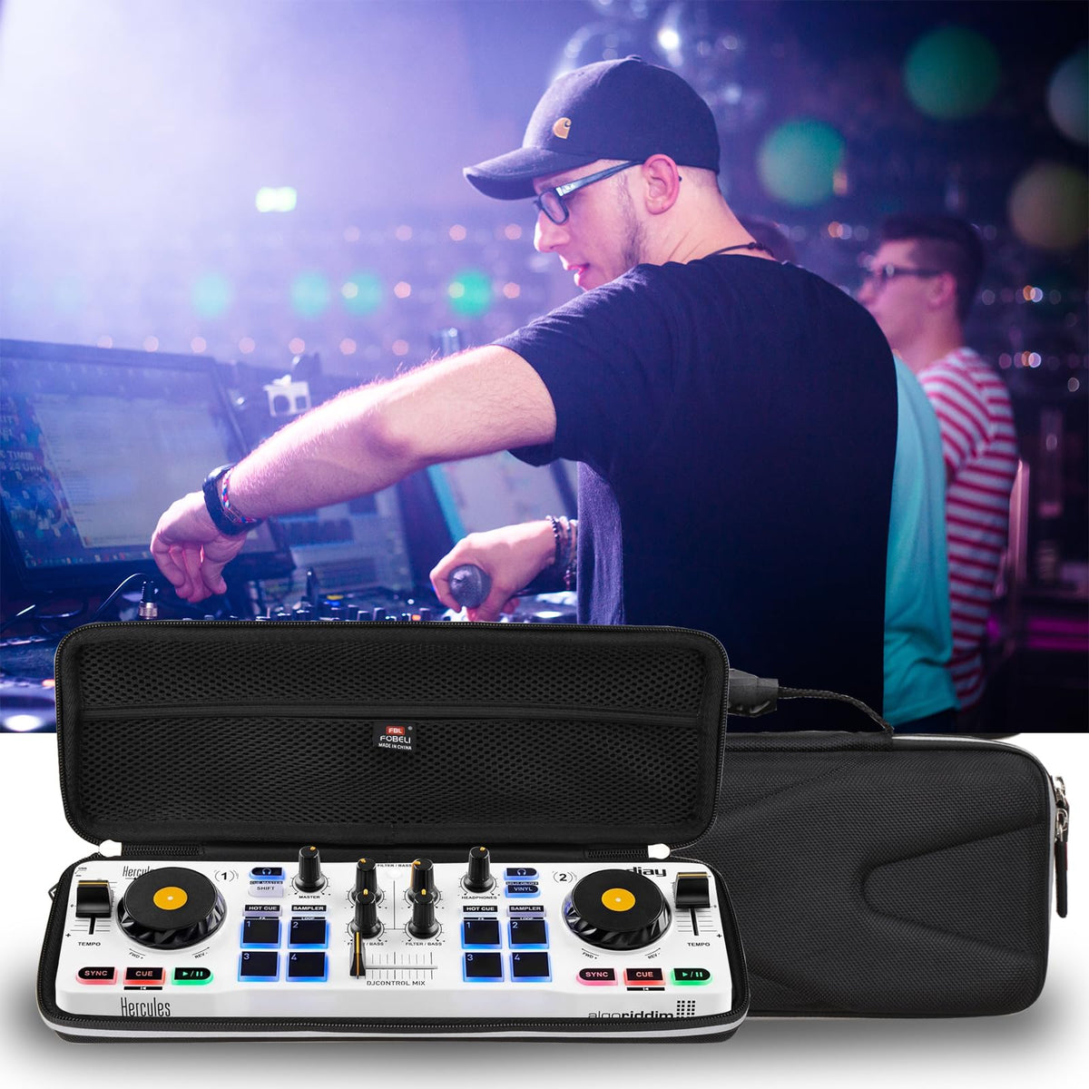 FBLFOBELI EVA Hard Storage Case Compatible with Hercules DJ Control Mix 2/1 or Hercules DJ DJControl Starlight Pocket USB DJ Controller, Shockproof Protective Carrying Bag (Case Only)