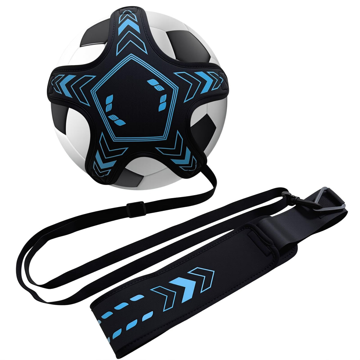 PESAKE Soccer Training Equipment Football Kick Solo Trainer Adjustable Waist Belt Elastic Rope, Aids Hands Free Throw Sole Practice Fits Ball 3, 4, 5 and Volleyball Rugby (Blue)