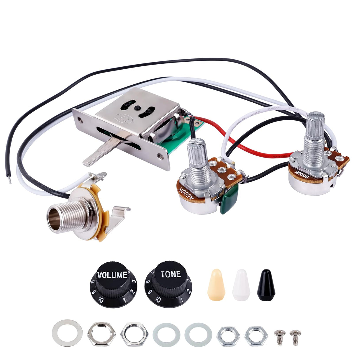 Banworks Electric Guitar Wiring Harness Kit 1 Tone 1 Volume Prewired 500K