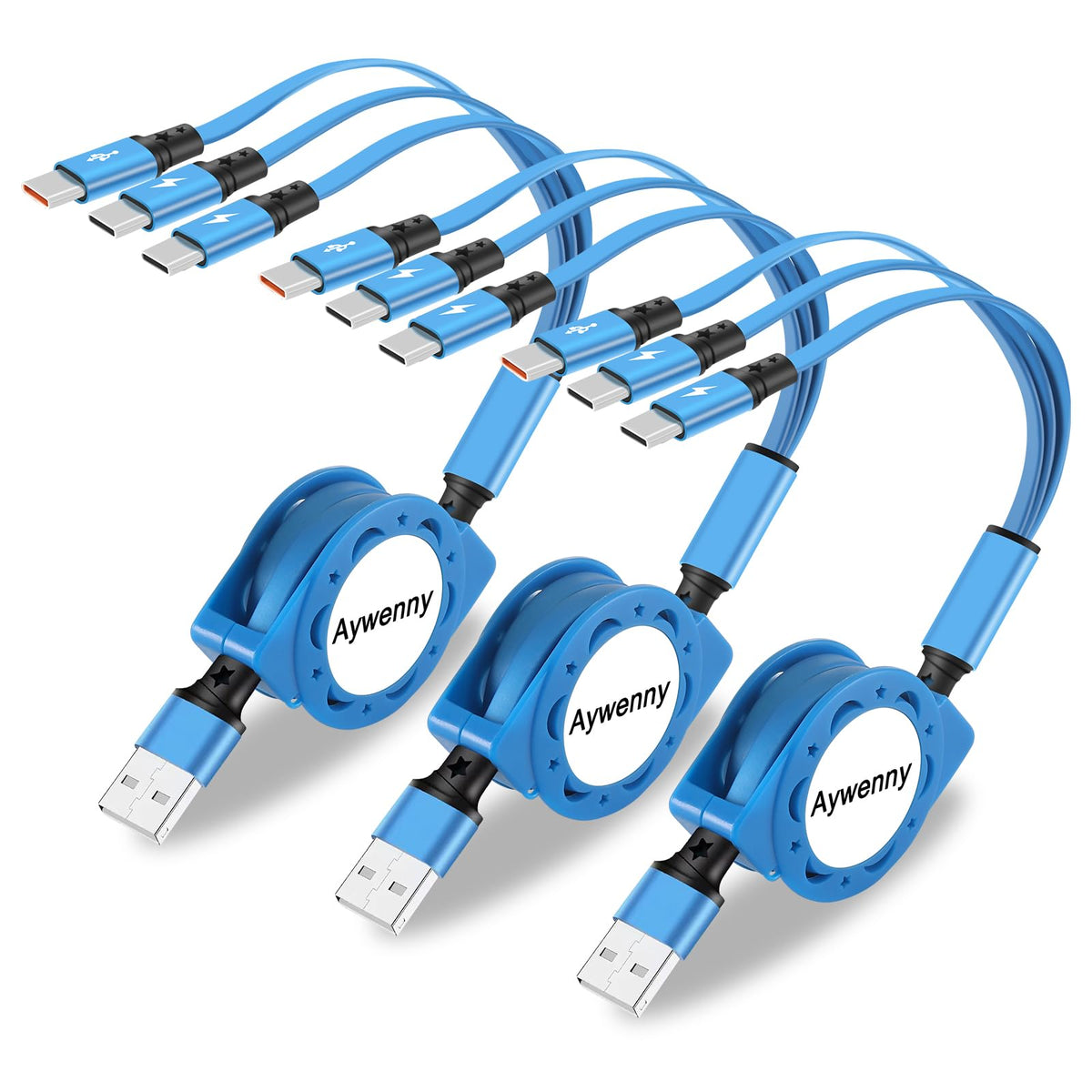 USB C Splitter Multi Charging Cable,3 in 1 Fast Charging Cord,3.3Ft 3 Pack