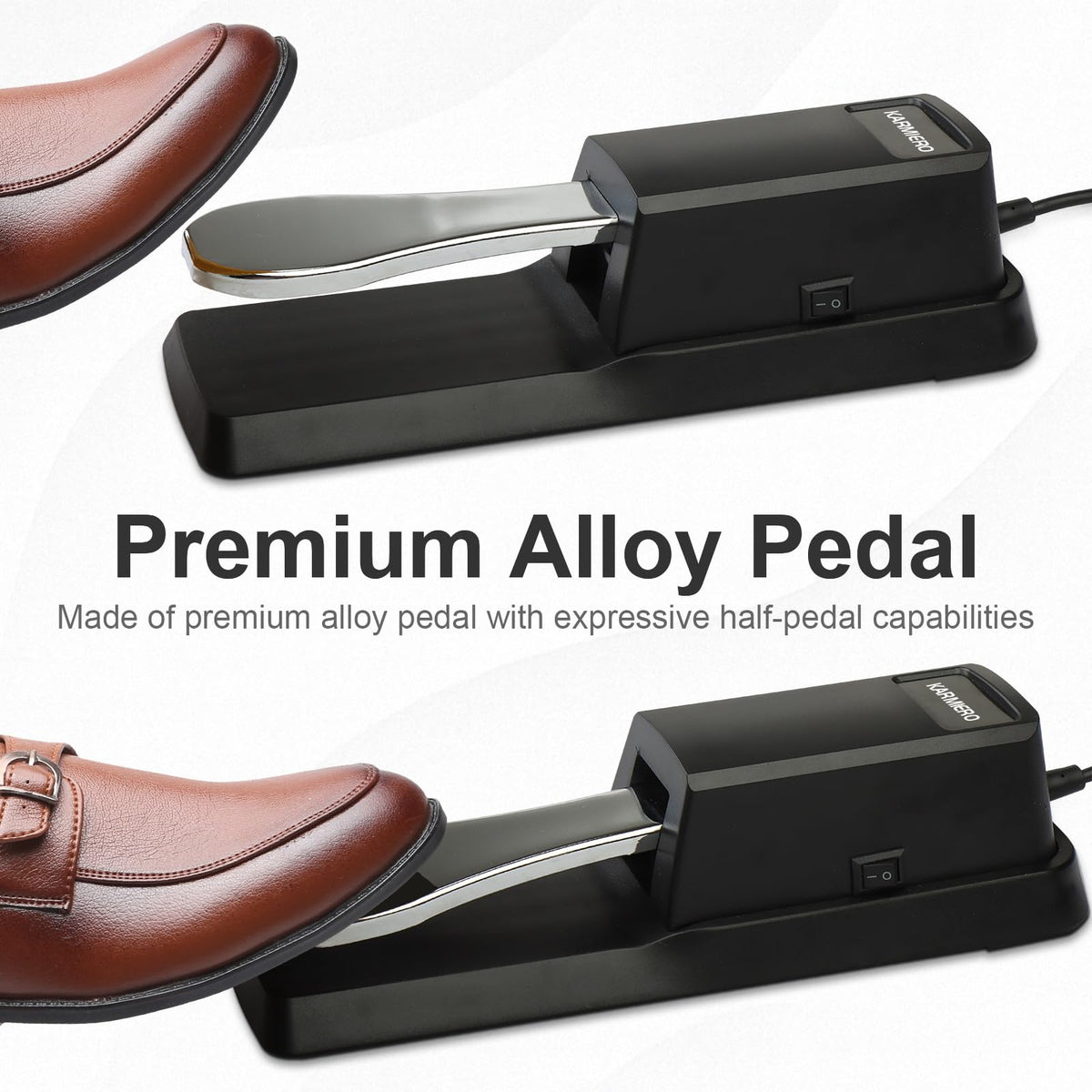 Sustain Pedal for Keyboard Universal, Premium Sustain Pedal, Piano Pedal for Keyboard with Polarity Switch for MIDI Keyboards, Digital Pianos, Yamaha, Casio and More, 1/4'' Input Plug by karmiero