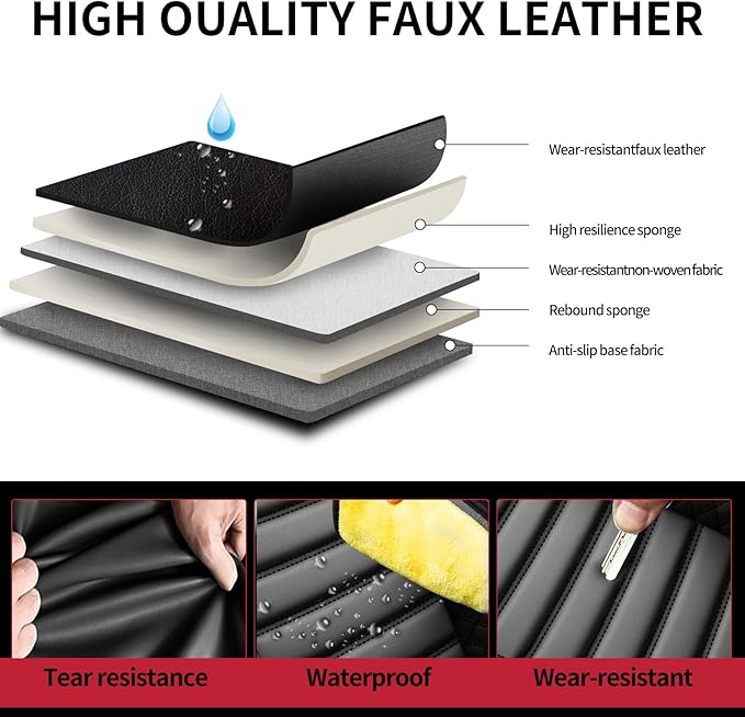 Fit HRV Car Seat Covers for Honda HR-V 2016-2024 2025 2026 - Upgraded Premium Waterproof & Breathable Leather, Airbag Compatible, All-Weather Seat Cushion Protector (Full Set, Black)