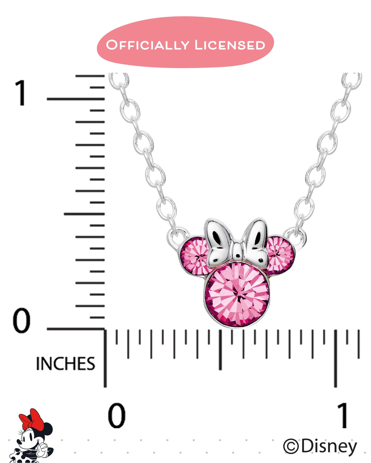 Disney Minnie Mouse October Birthstone Necklace (October - Fuchsia Crystal)