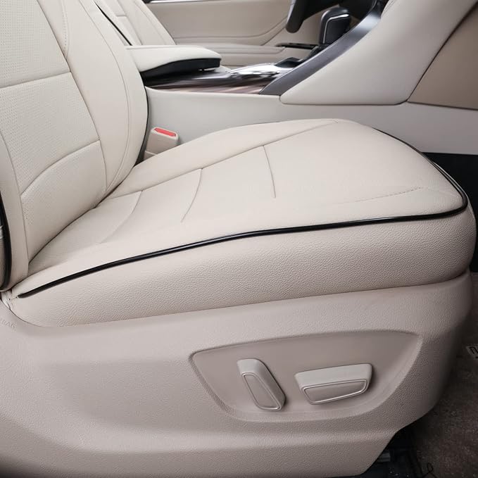 EKR Camry Car Seat Covers for Toyota Camry Hybrid LE,Hybrid SE 2018 2019 2020 2021 2022 2023 2024,Leather Car Seat Cover Full Set for Trucks SUV-Faux Leather(Beige)