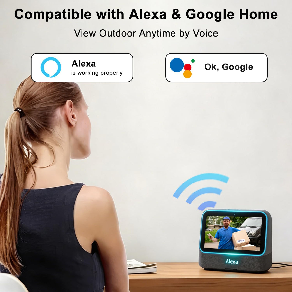 Doorbell Camera Wireless No subscription Required, 2K HD Battery Powered Smart Video Doorbell with Chime, Wide Angle, Motion Alerts&Two‑Way Talk, Night Vision, Compatible with Alexa ,2.4G WIFI Only
