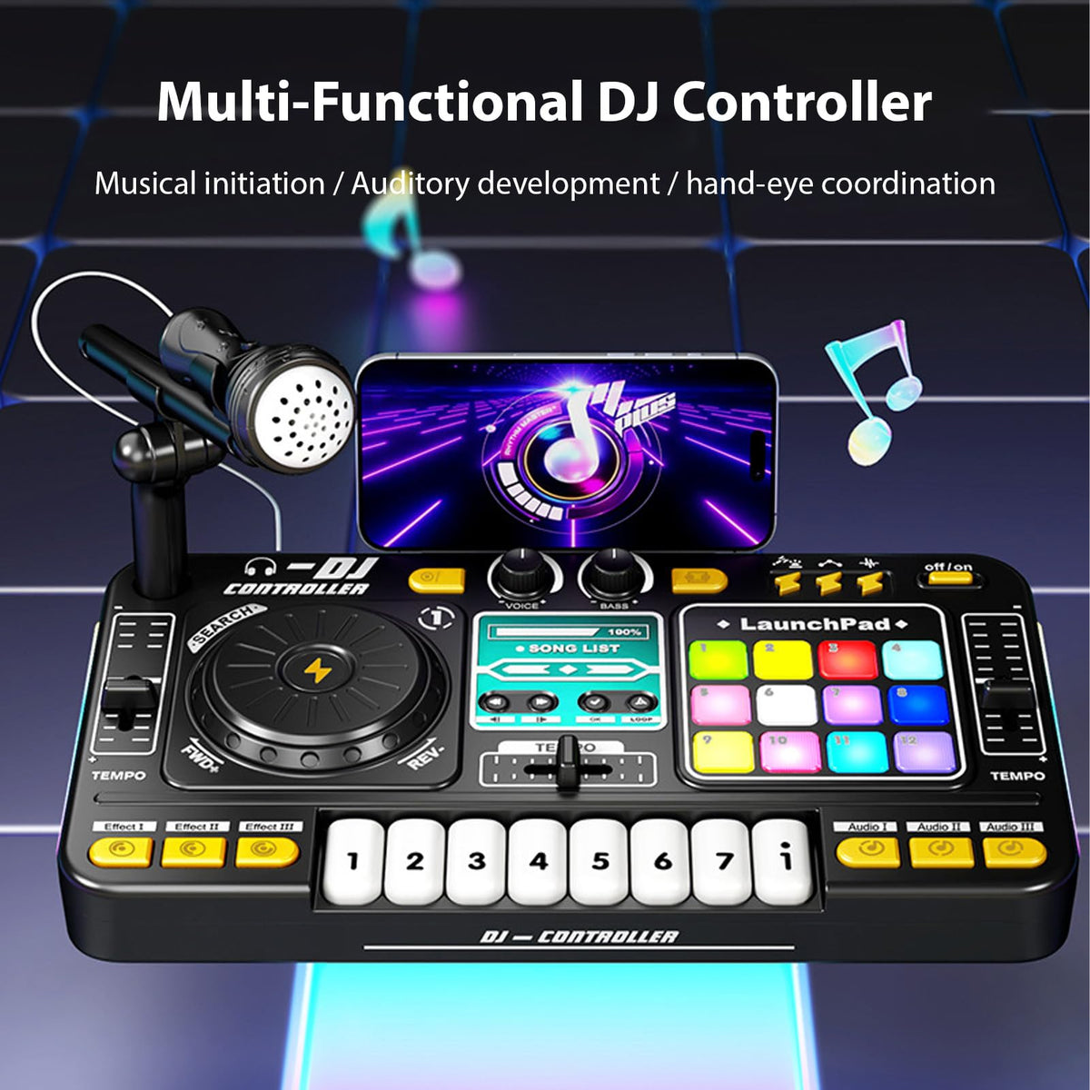 Btuty DJ Controller Mixer with BT 5.0 Microphone Light Effects
