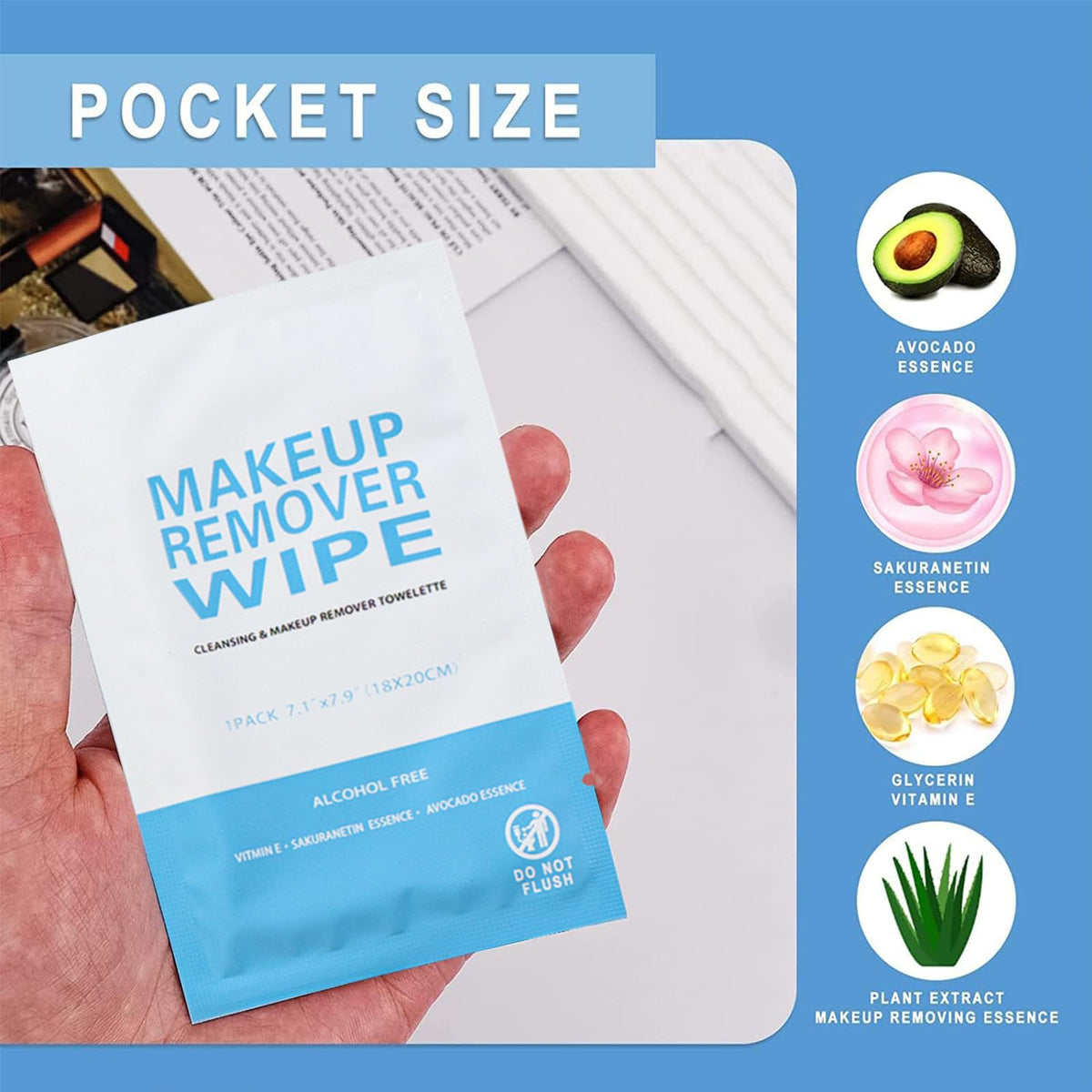 Gisdo 200 Pack Makeup Remover Wet Wipes Individually Wrapped
