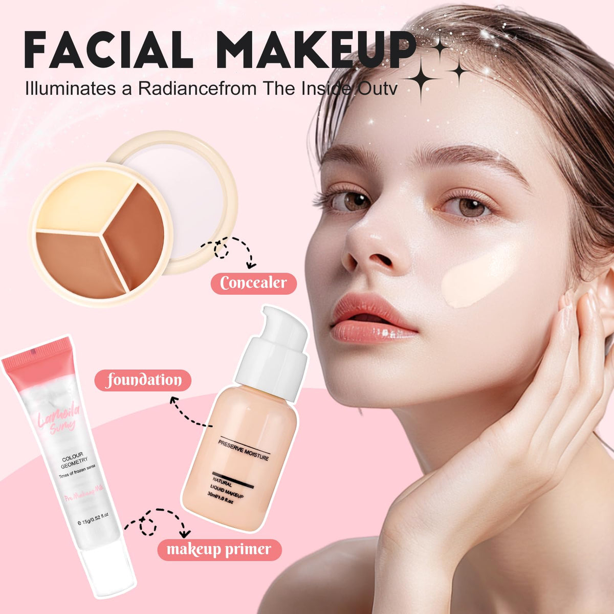 All In One Makeup Kit for Teen Girls Beginners with Foundation,Eyeshadow, Lipstick, Eyeliner, Mascara, Brushes, Bag, Travel Friendly MakeUp Gift Set, Birthday Gifts for Teen Girls, Graduation Gifts