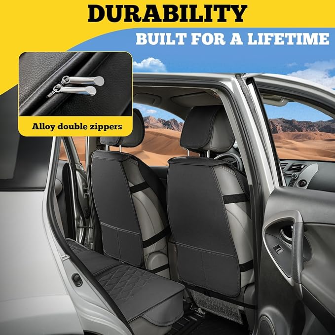 LINGVIDO Car Seat Covers Full Set (5 Seats) - Premium Perforated Nappa Leather, Waterproof Shield, Omni-Adapt Fit SUVs Sedans, Ultimate Family & Pet Protection