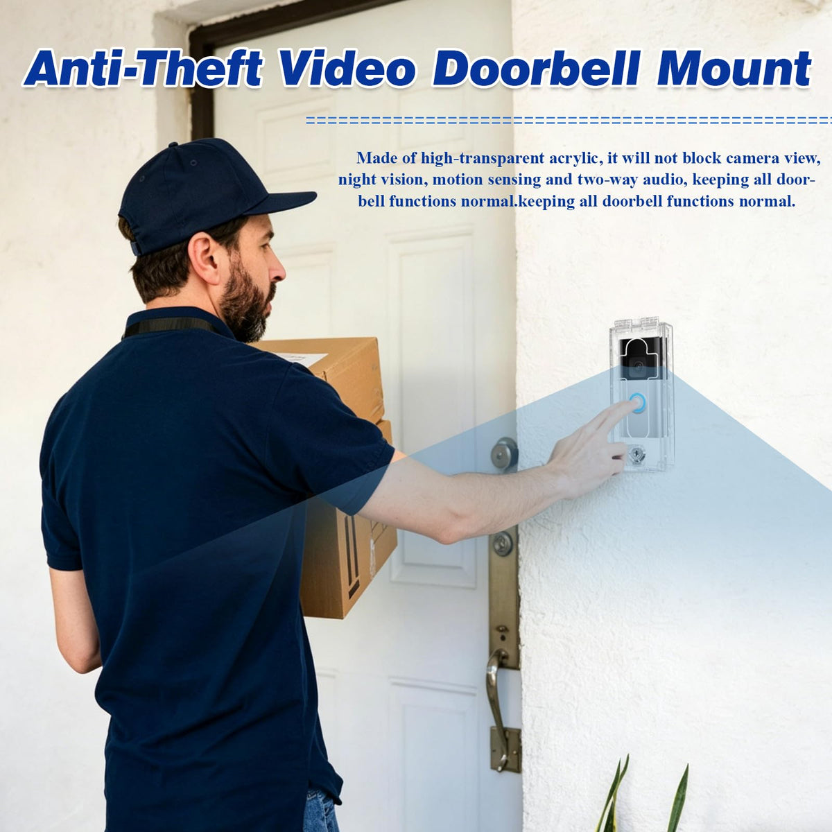 Outdoor Anti-Theft Doorbell Lock Box for Ring, Clear Acrylic Slip-On Cover