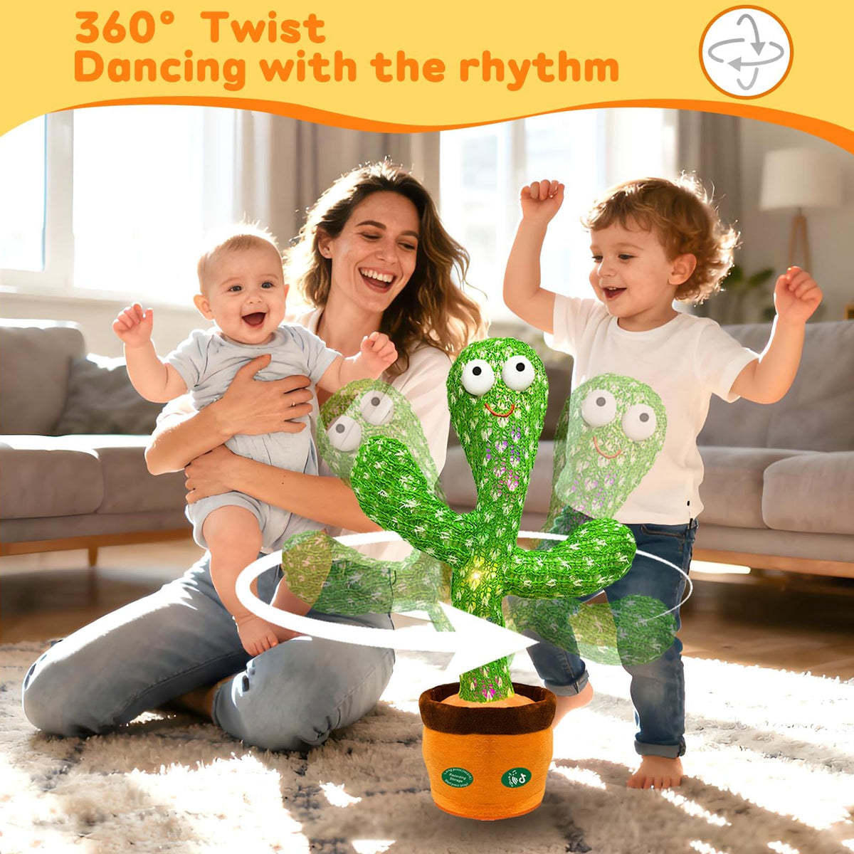 Hunfur Interactive Dancing Talking Cactus Toy, Repeat What You Say