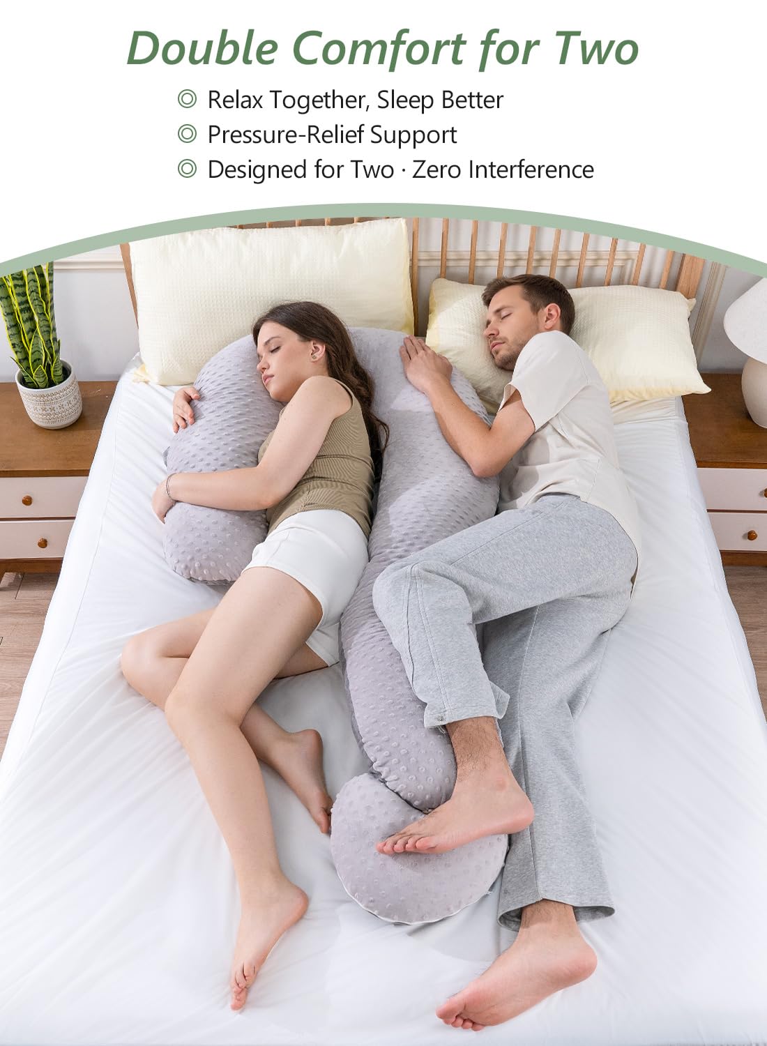Meiz Question Mark Body Pillow for Adults & Couples, Dual-Sided Velvet Long Bolster Pillow with Detachable Heart Cushion for Hugging, Full Body Support Pillow for Side Sleepers & Back Support
