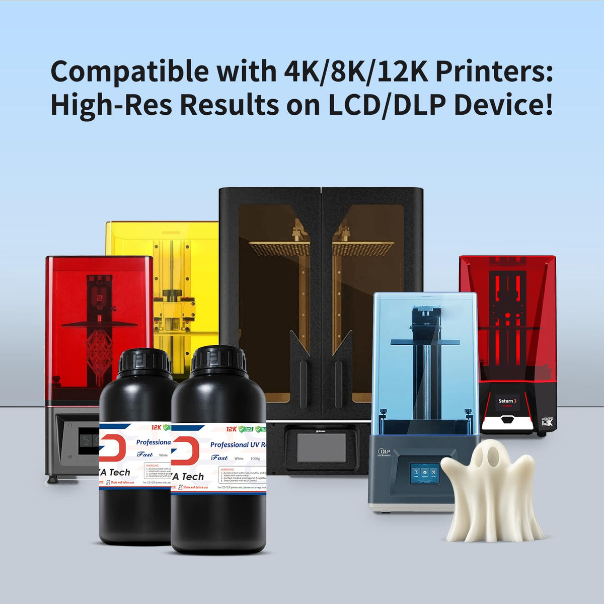 Siraya Tech Fast ABS-Like 3D Printer Resin 405nm UV-Curing Non-Brittle High Precision 3D Printing Liquid Standard Photopolymer Resin for LCD DLP 3D Printing 8K Capable (White, 1kg)