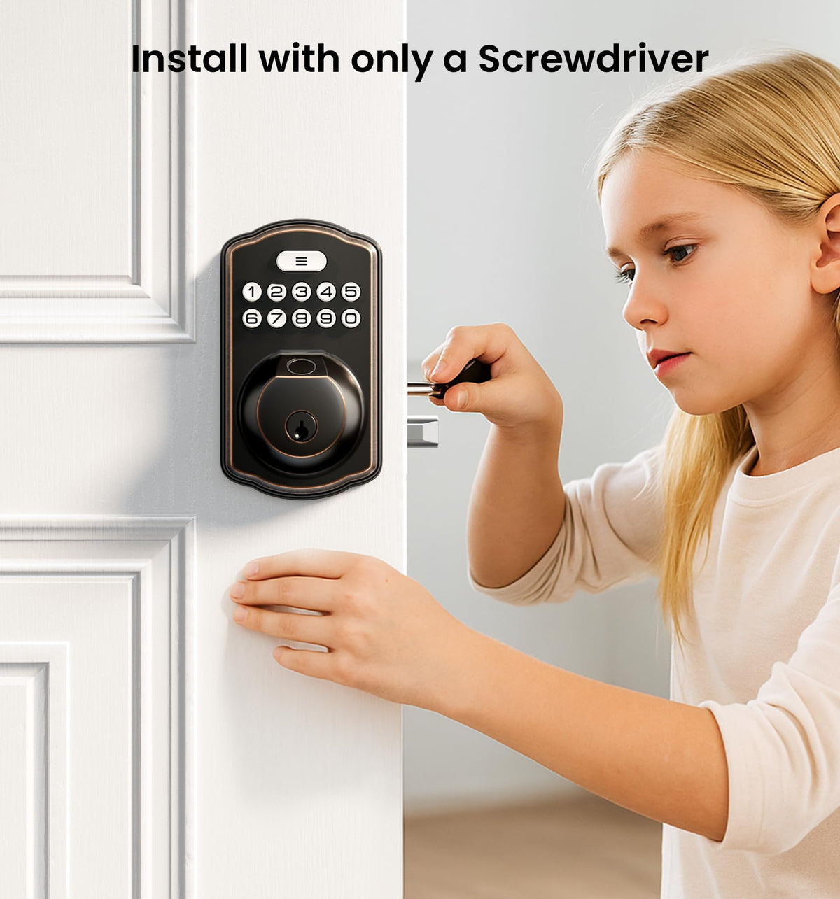 Veise KS02A Fingerprint Door Lock, Keypad Deadbolt, Oil Rubbed Bronze