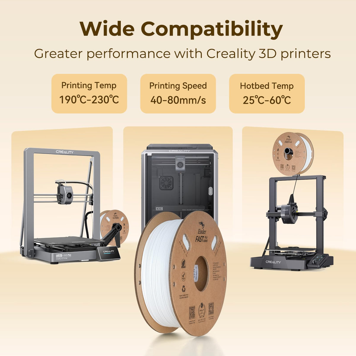 Creality PLA 3D Printer Filament, Black & Black, 2‑Pack, 2KG Total