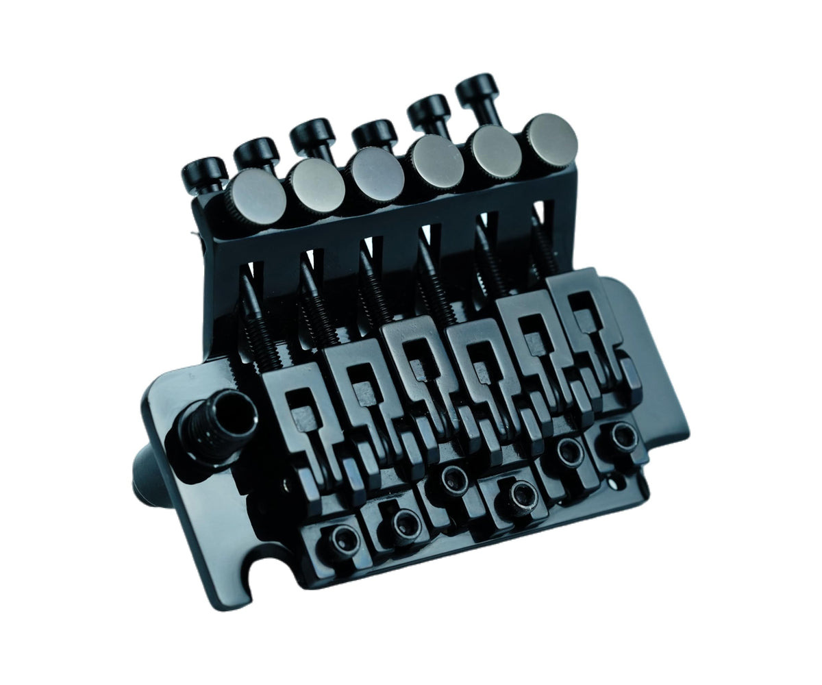 Eddaray Double Rocking Tremolo Bridge, 6 String Electric Guitar Spring Stabilizer Device Double Vibrato System Tailpiece Saddle Playing Accessories Replacement (S2000 Black, 43mm String Lock Length)