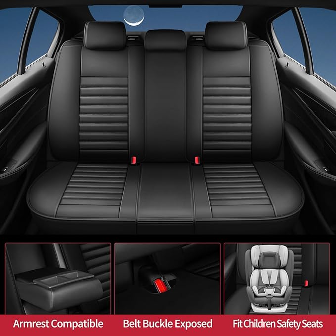 Fit Outback Car Seat Covers for Subaru Outback 2010-2024 2025 2026 - Upgraded Premium Waterproof & Breathable Leather, Airbag Compatible, All-Weather Seat Cushion Protector (Full Set, Black)