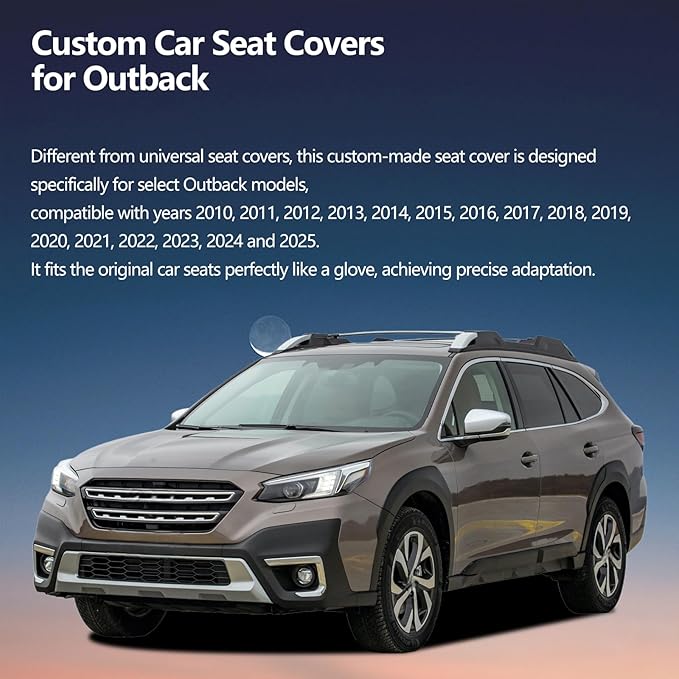 Fit Outback Car Seat Covers for Subaru Outback 2010-2024 2025 2026 - Upgraded Premium Waterproof & Breathable Leather,Airbag Compatible, All-Weather Seat Cushion Protector(Full Set, Black+Red)