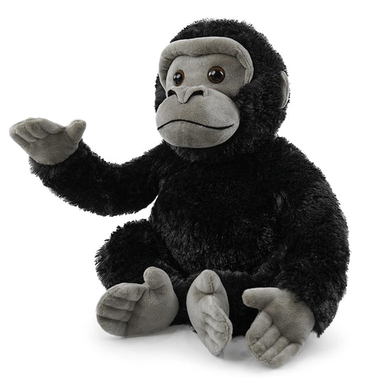 JUSTQUNSEEN 10" Sitting Silverback Gorilla Stuffed Animal - Soft Realistic Plush Toy Gift for Kids Boys & Girls, Gorilla Toys for Playtime Adventures & Birthday Gifts (Black)