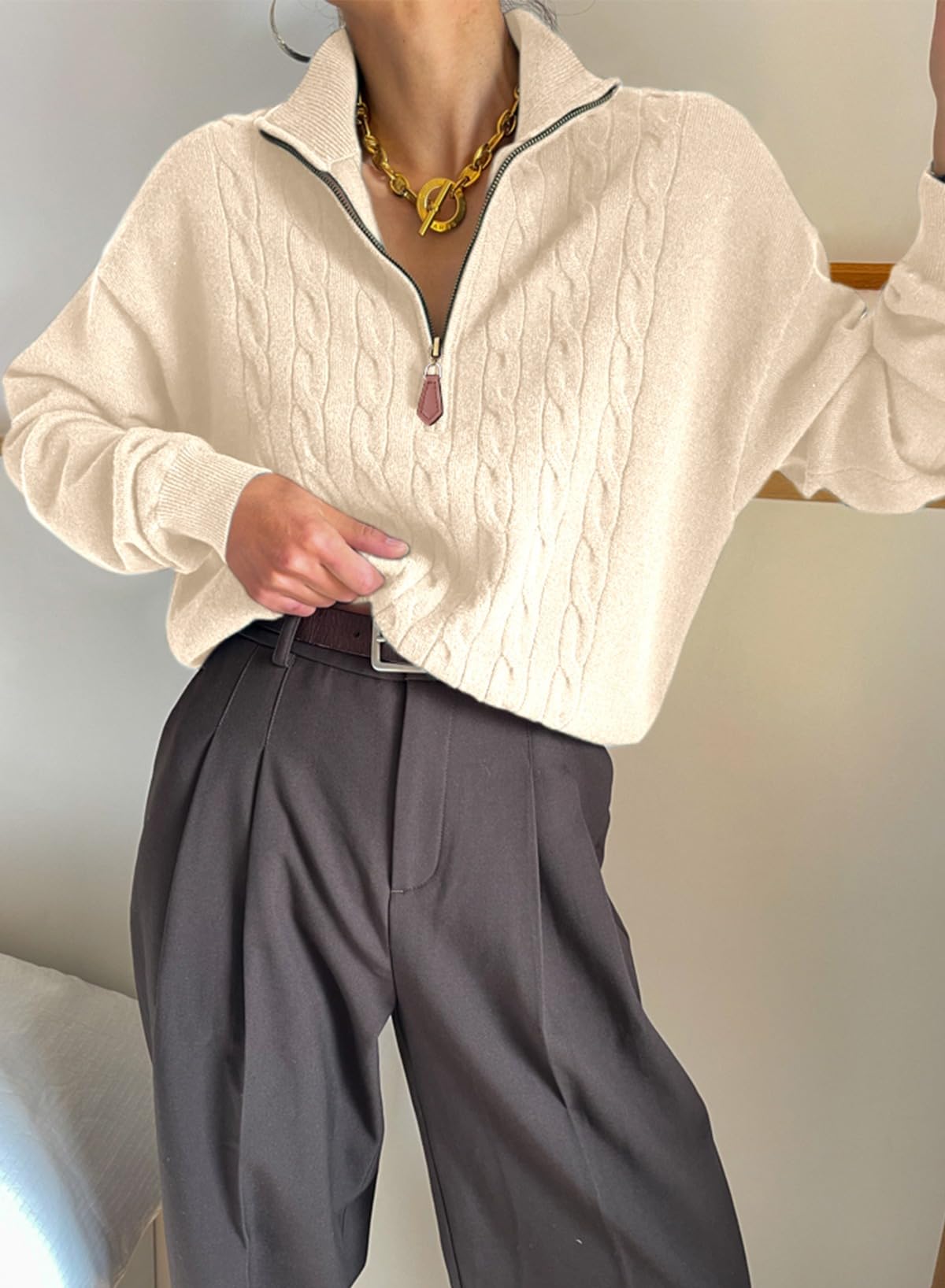 Dokotoo White Womens Early Fall Sweaters for Women 2026 Old Money Knit Tops