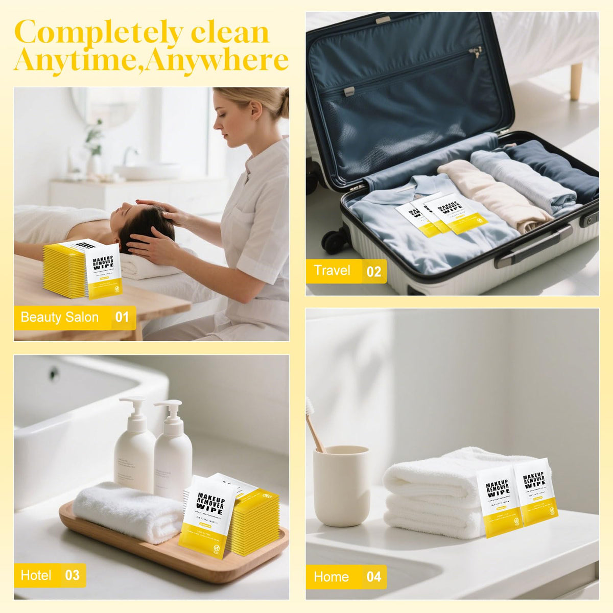 Gsido Pack of 50 Individual Makeup Remover Wipes,Face Cleansing Wipes Bulk