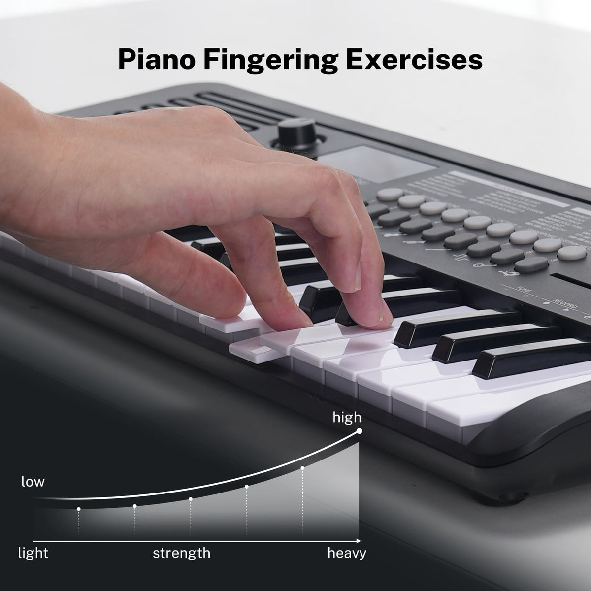 POGOLAB MK-2 37 Keys Kids Keyboard Piano, Portable Small Keyboard with 40 Songs, 200 Sounds, with MIDI Function, LED Display & Dual Speakers, Compact Mini Music Piano for Kids/Beginners (Black)