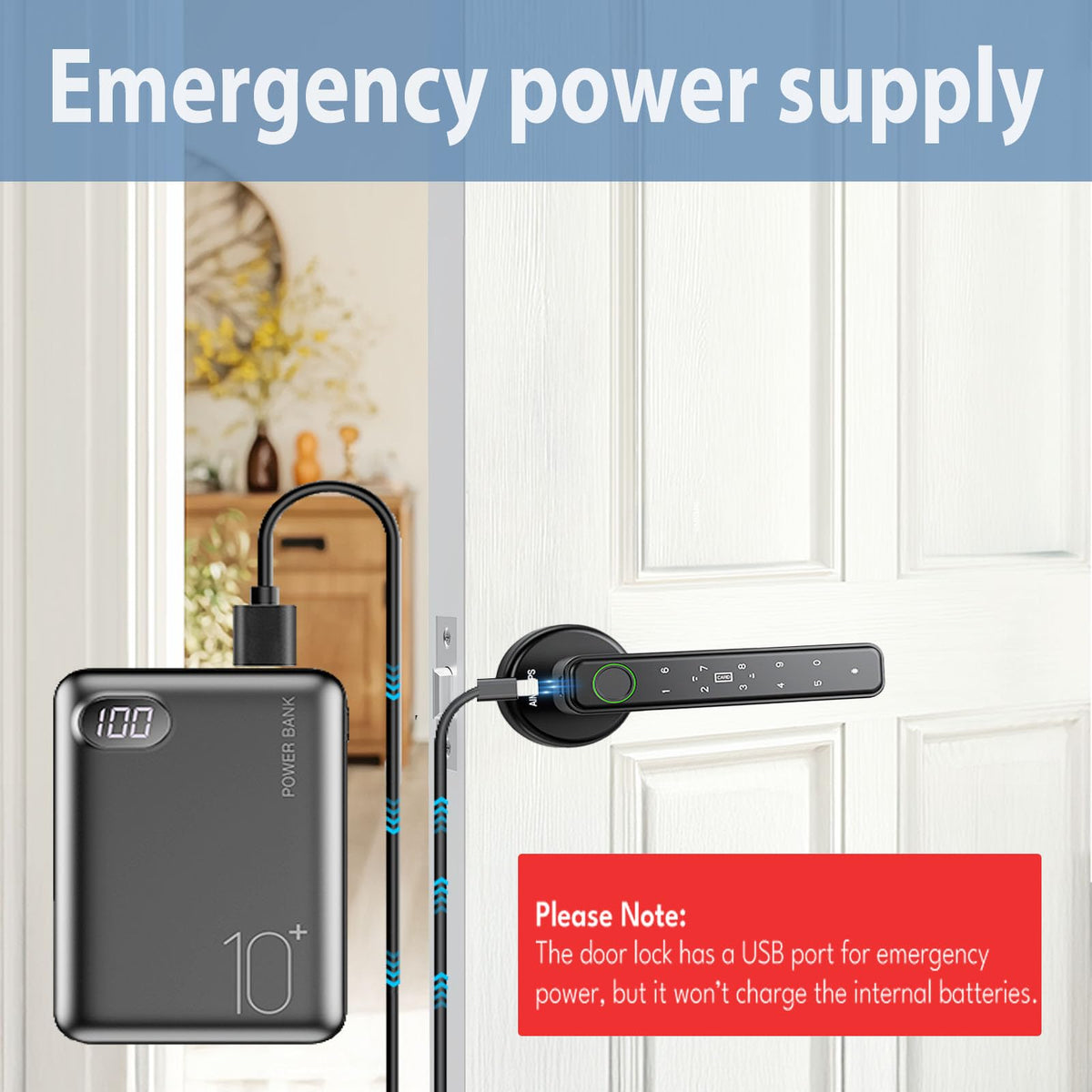 AIMNAPS Smart Fingerprint Door Lock, Door Locks for Bedroom, Keyless Entry Door Knob (Fingerprint/Code/Key) Auto Lock for Apartment, Office-Black