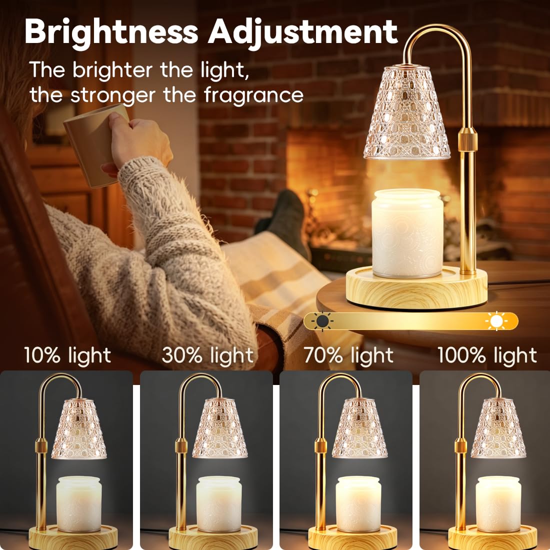 HOLA Electric Candle Warmer Lamp Gold, Candle Lamp Warmer with Timer