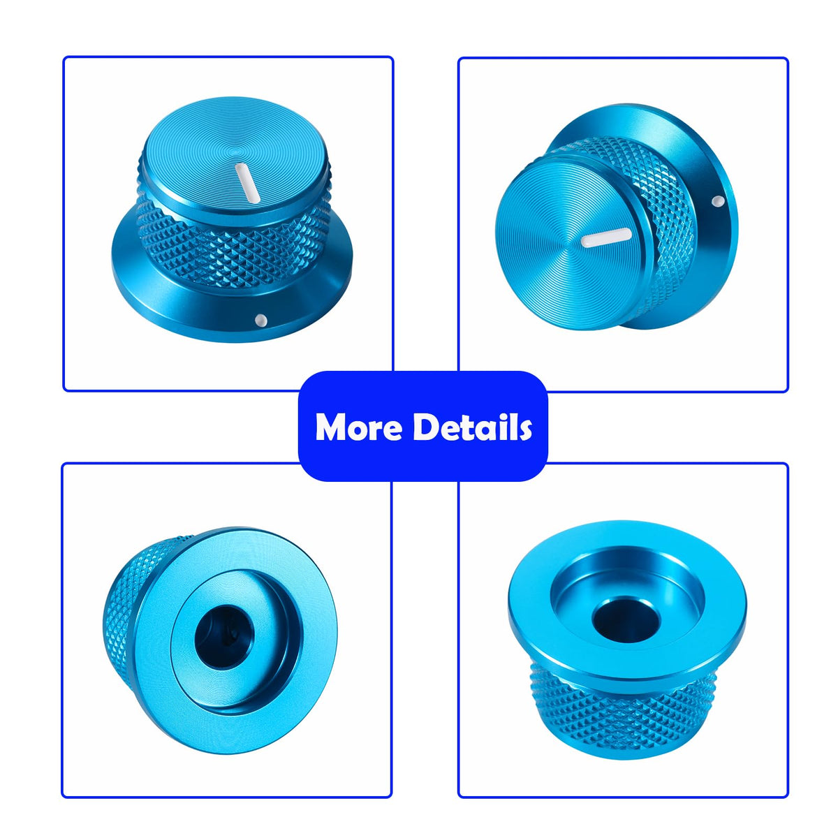 4Pcs Electric Guitar Knobs Blue Aluminium Volume Tone Speed Control Knob for Les PAU SG Stratocaster Telecaster Tele Guitar Parts (Blue)