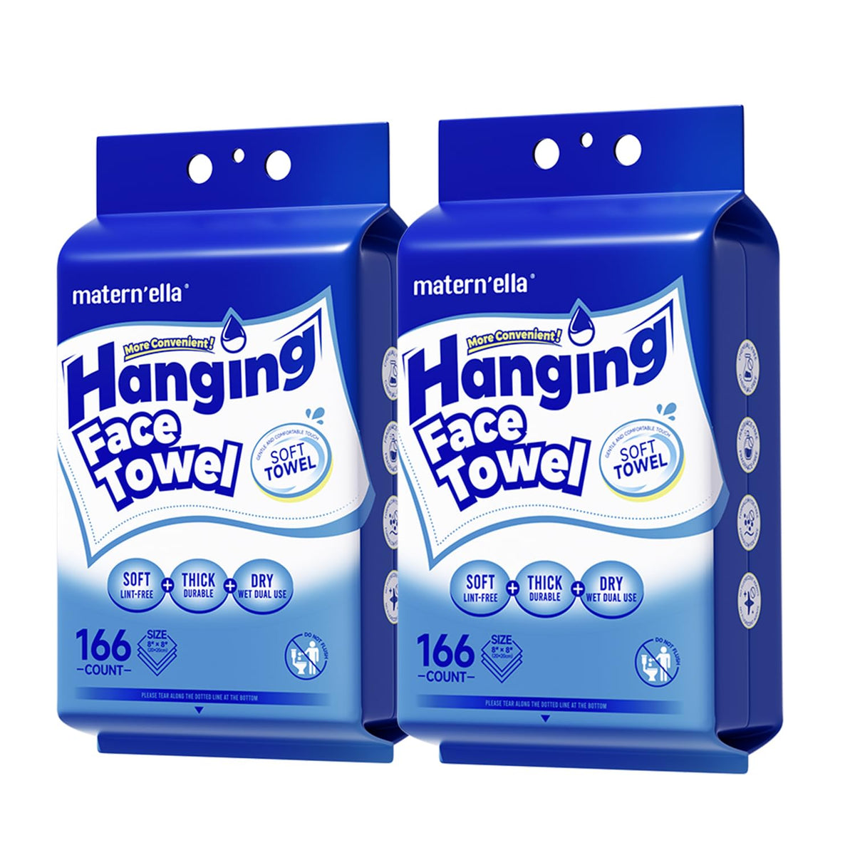 Matern'ella Clean Face Towels Disposable Facial Washcloths Hanging 332 Cts