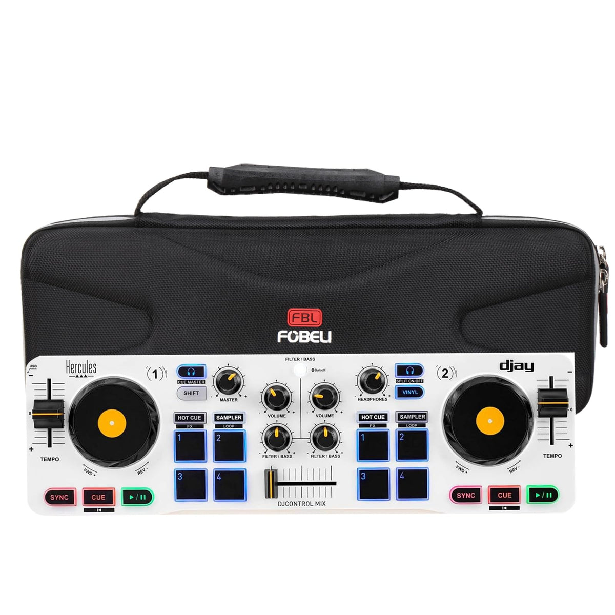 FBLFOBELI EVA Hard Storage Case Compatible with Hercules DJ Control Mix 2/1 or Hercules DJ DJControl Starlight Pocket USB DJ Controller, Shockproof Protective Carrying Bag (Case Only)