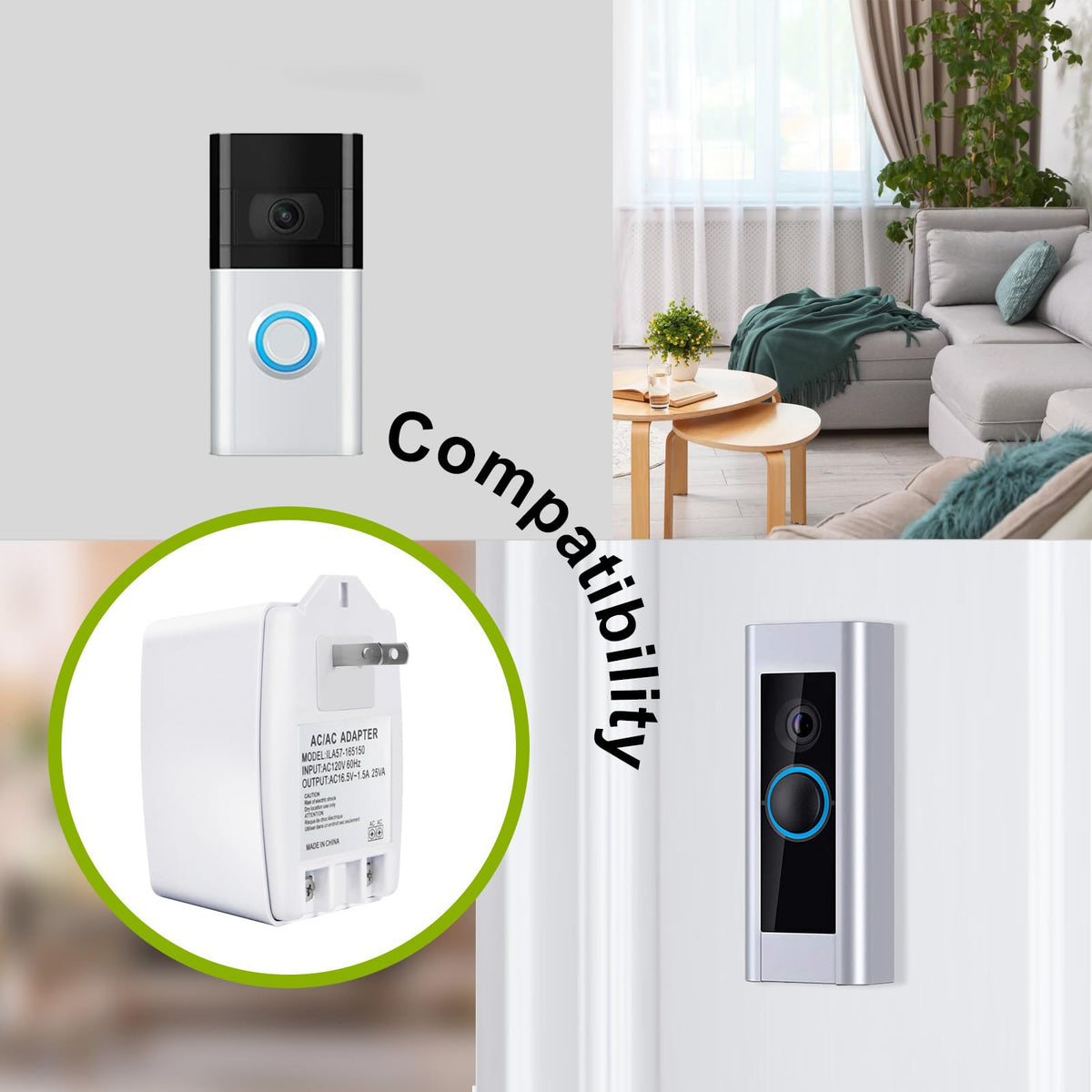 Plug in Doorbell Transformer 16.5V 25VA, Doorbell Power Supply Adapter Compatible with Ring Nest Wyze Blink Video Door Bell Transformer, Door Access Controls with PTC Fuse