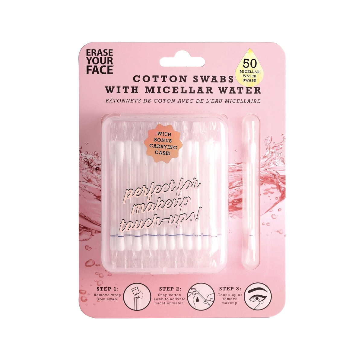 Erase Your Face 50pc Cotton Swabs with Micellar Water