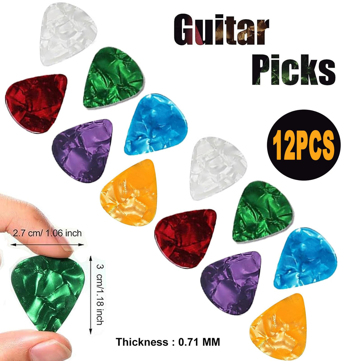 JINWEE Guitar Accessories Kit Including acoustic Guitar Strings, tuner, capo, 3-in-1 restring tool, picks, bridge pins, guitar nuts saddles and Fretboard Stickers(48 Pcs)