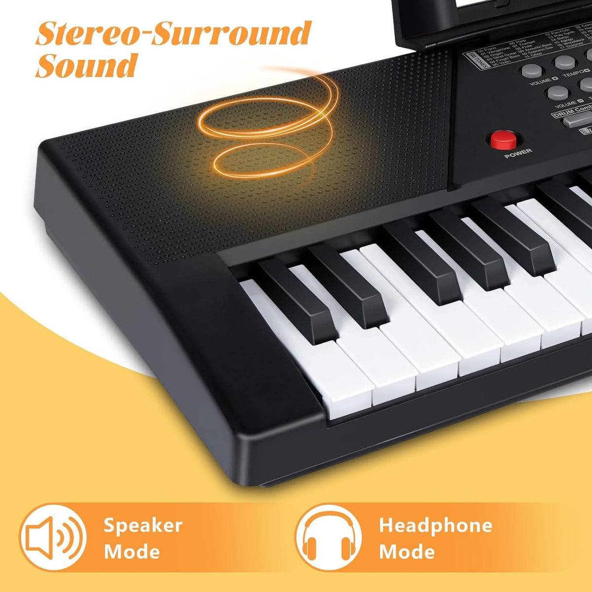 61 Keys Keyboard Piano,Electric Digital Piano,with Built-In Speaker Microphone,Piano Note Stickers,Sheet Music Stand and Power Supply,Portable Keyboard Piano for Beginners Girls Boys