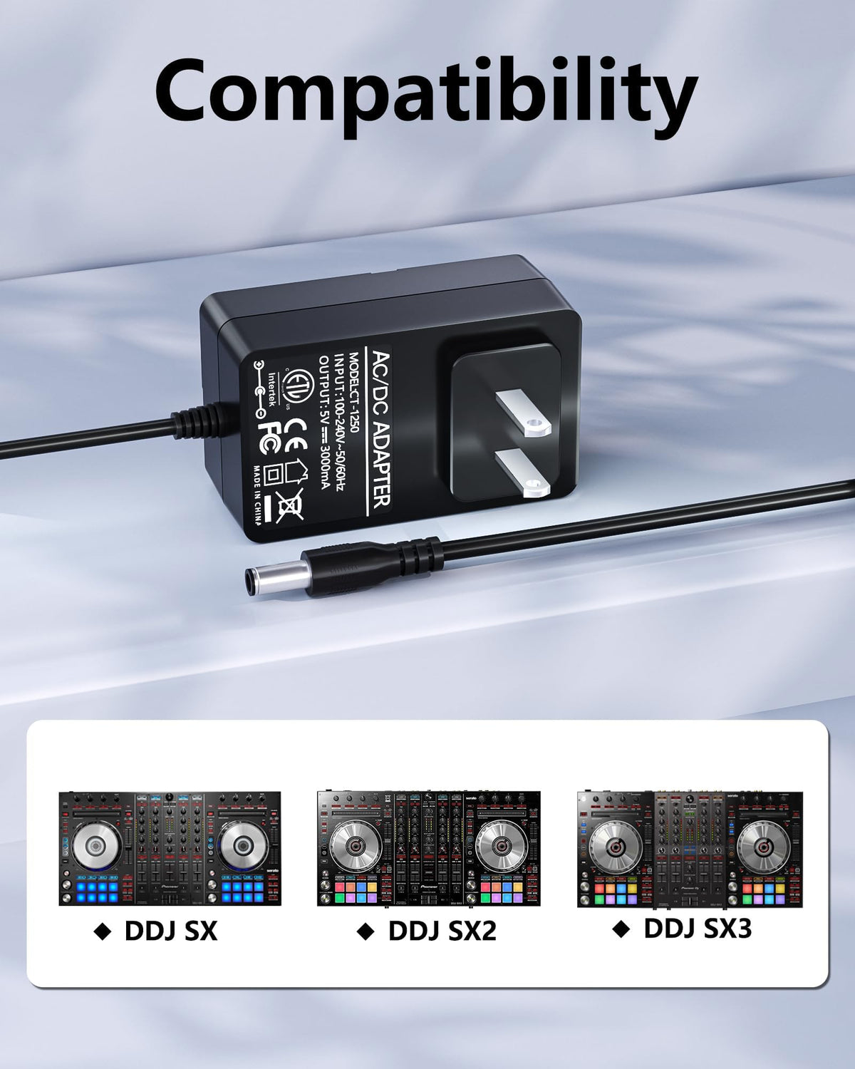 Replacement for Pioneer DJ Controller Charger Compatible with Pioneer Pro DDJ-SX3 DDJ-SX2 DDJ-SX1 DDJ-SX Mixer Switching Transformer Power Adapter Cord