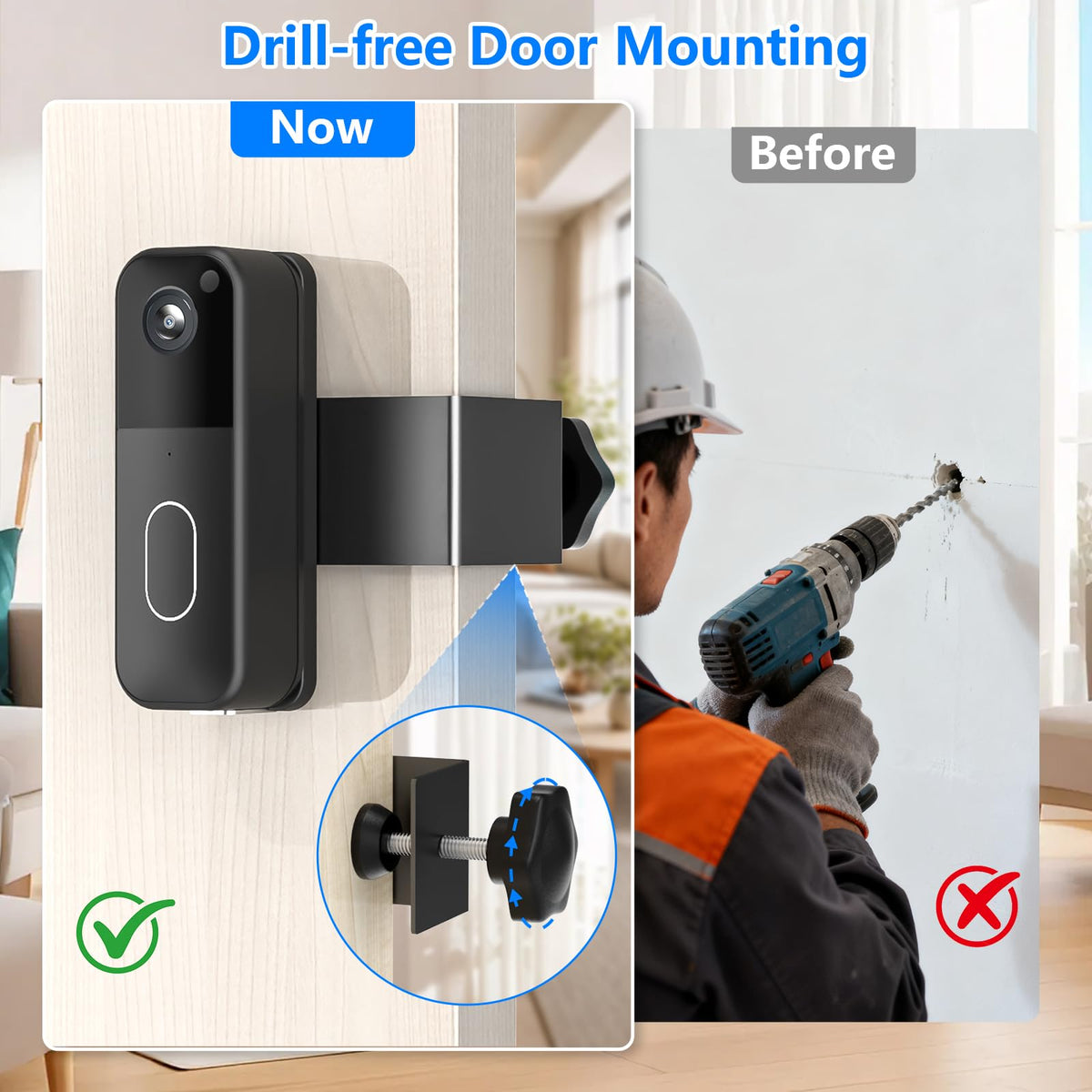 Anti-Theft Doorbell Mount for Blink Battery Doorbell 2K+, Blink Video Doorbell 1st & 2nd, Adjustable Mounting Bracket Holder Accessories, No Drill Door Bell Mount for Rentals, Apartment Door Security