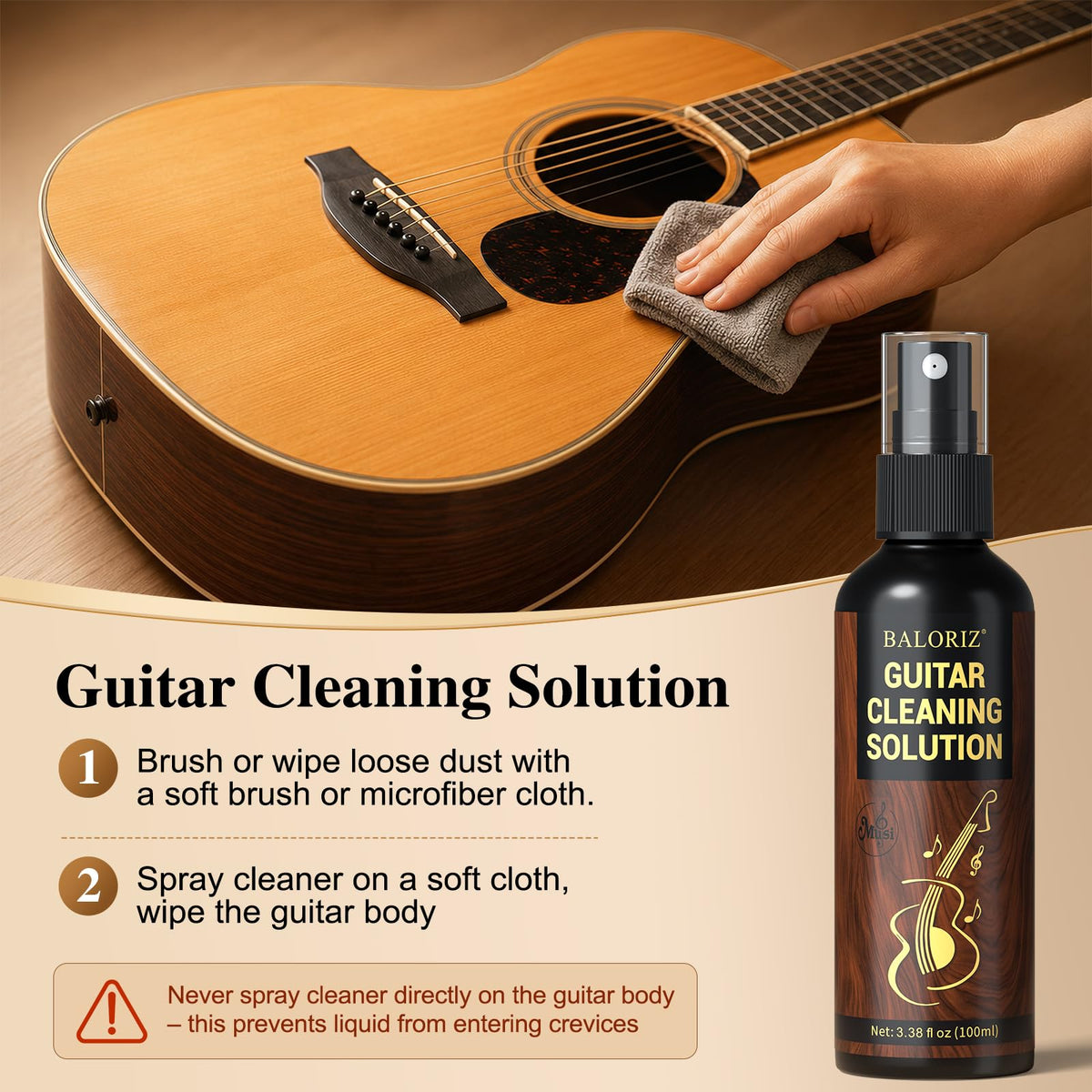 9pcs Guitar Cleaning Kit, Complete Guitar Care Kit with Guitar Cleaner, Fretboard Oil, String Cleaner & Polish, Polish Wax, All-in-One Guitar Maintenance Kit for Acoustic, Electric & Bass Guitars
