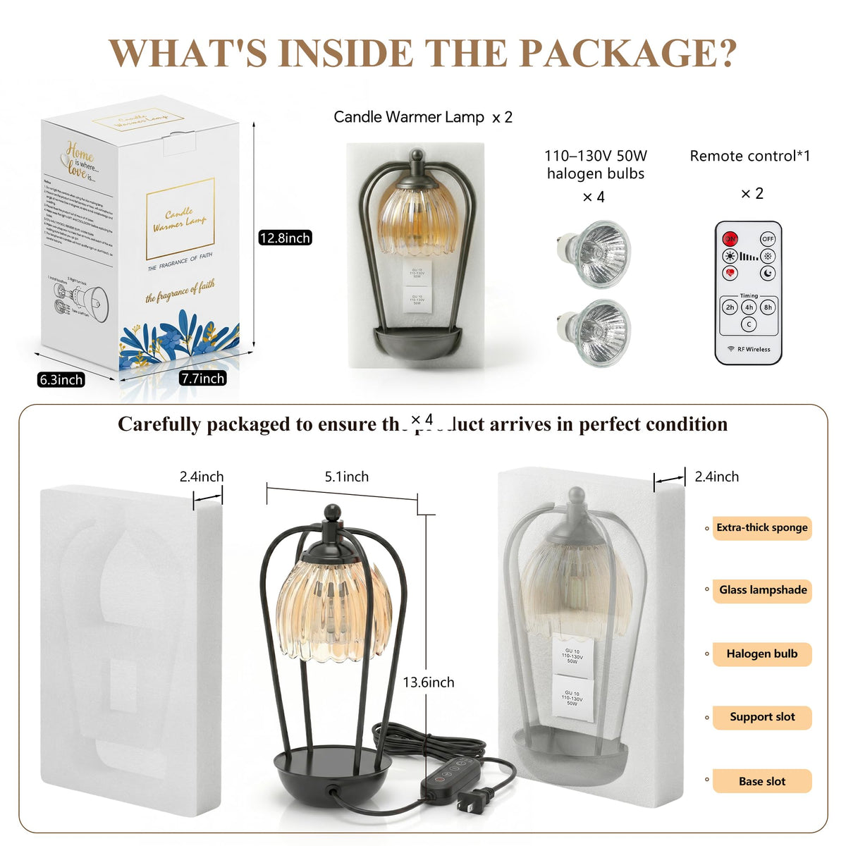 Fitrobust Candle Warmer Lamp with Timer and Wireless Remote Control