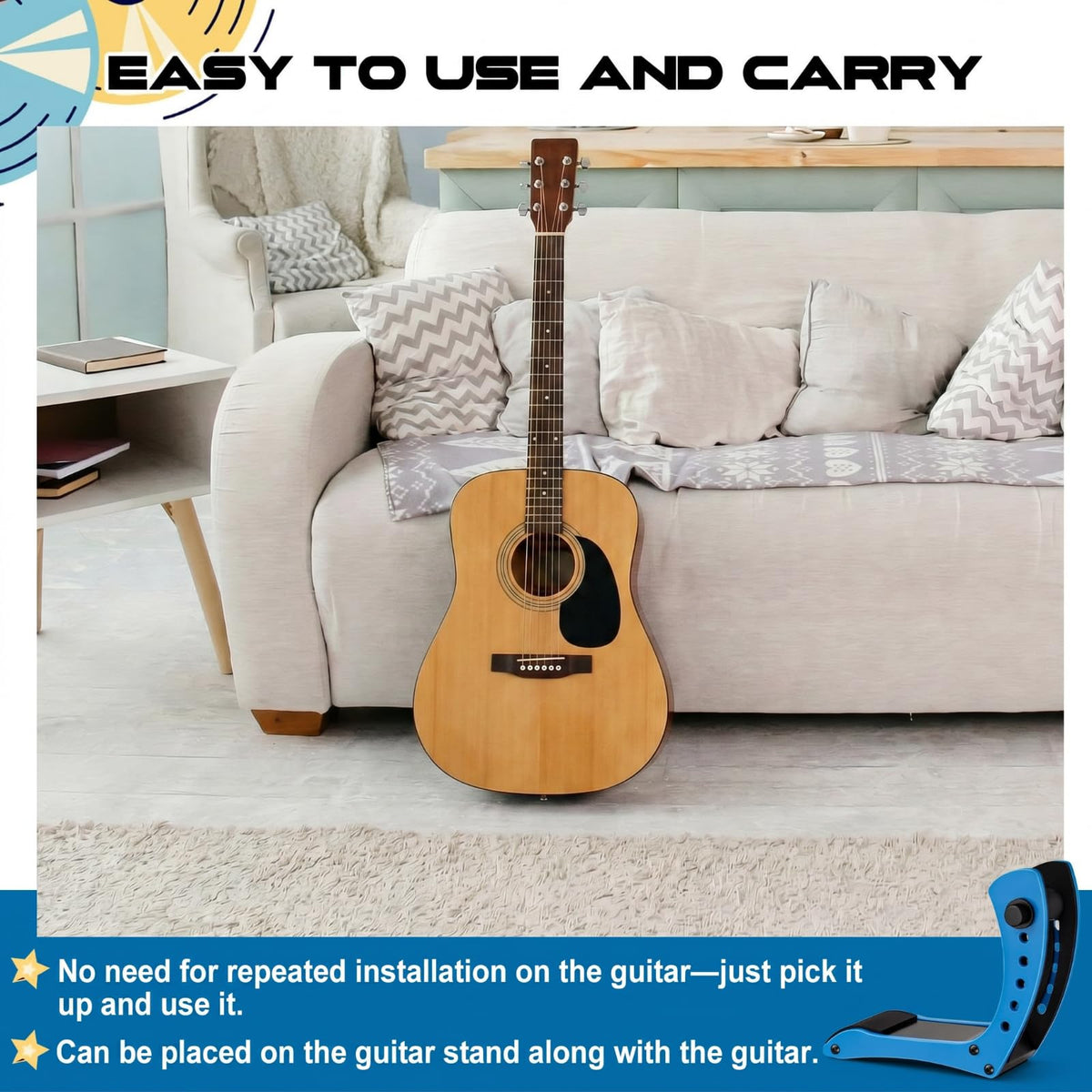 Chumia Ergonomic Electric Guitar Holder Guitar Plastic Rest Leg, Blue