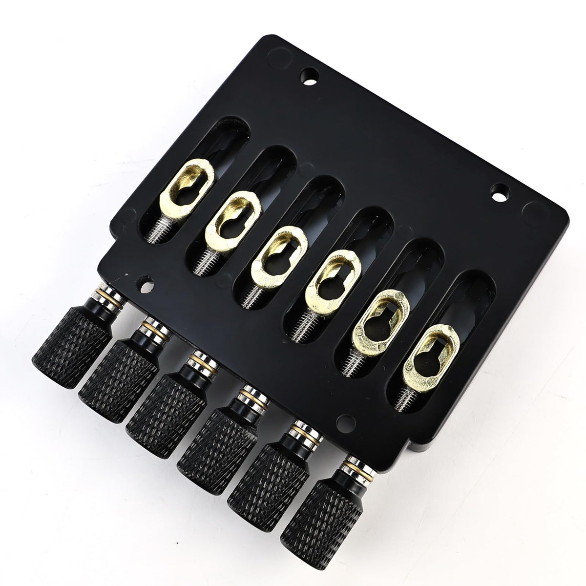 OVSAL 10.5mm(13/32") Headless Electric guitar Bridge Zinc Alloy 6 String Fixed Bridge for Headless Electric Guitar Replacement Parts（Matte Black）