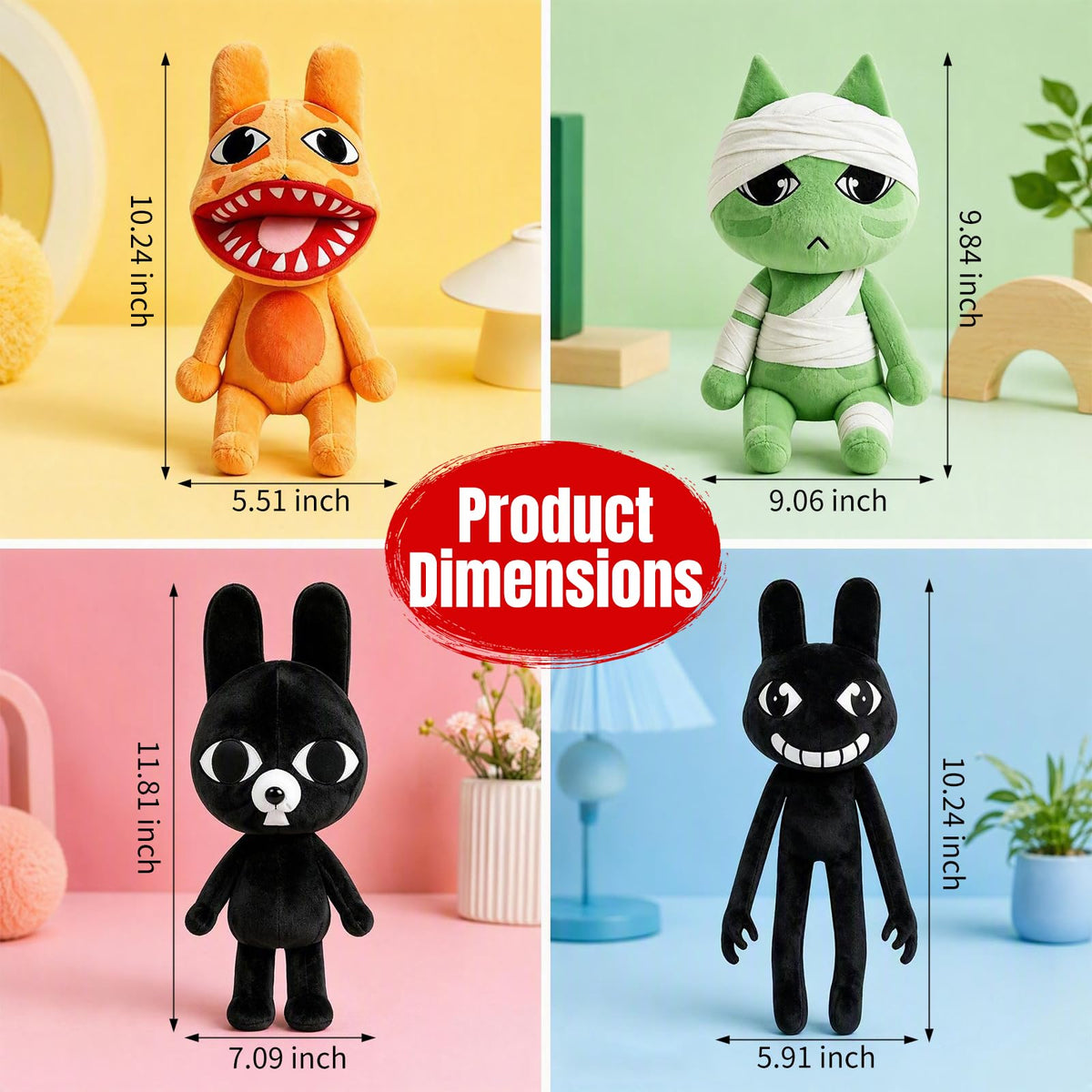 4Pack Animal Hospital Plush, Ratthew, Stalker, Intern, Smudge Horror Game Collectible Plushies, 11inch Soft Plush Toy for Game Fans