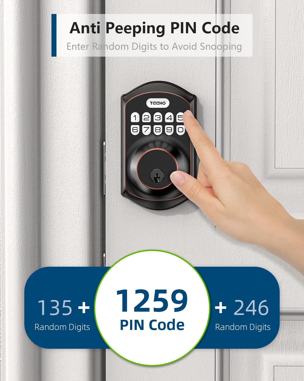 TEEHO TE001 Keyless Entry Deadbolt with Keypad for Front Door, Bronze
