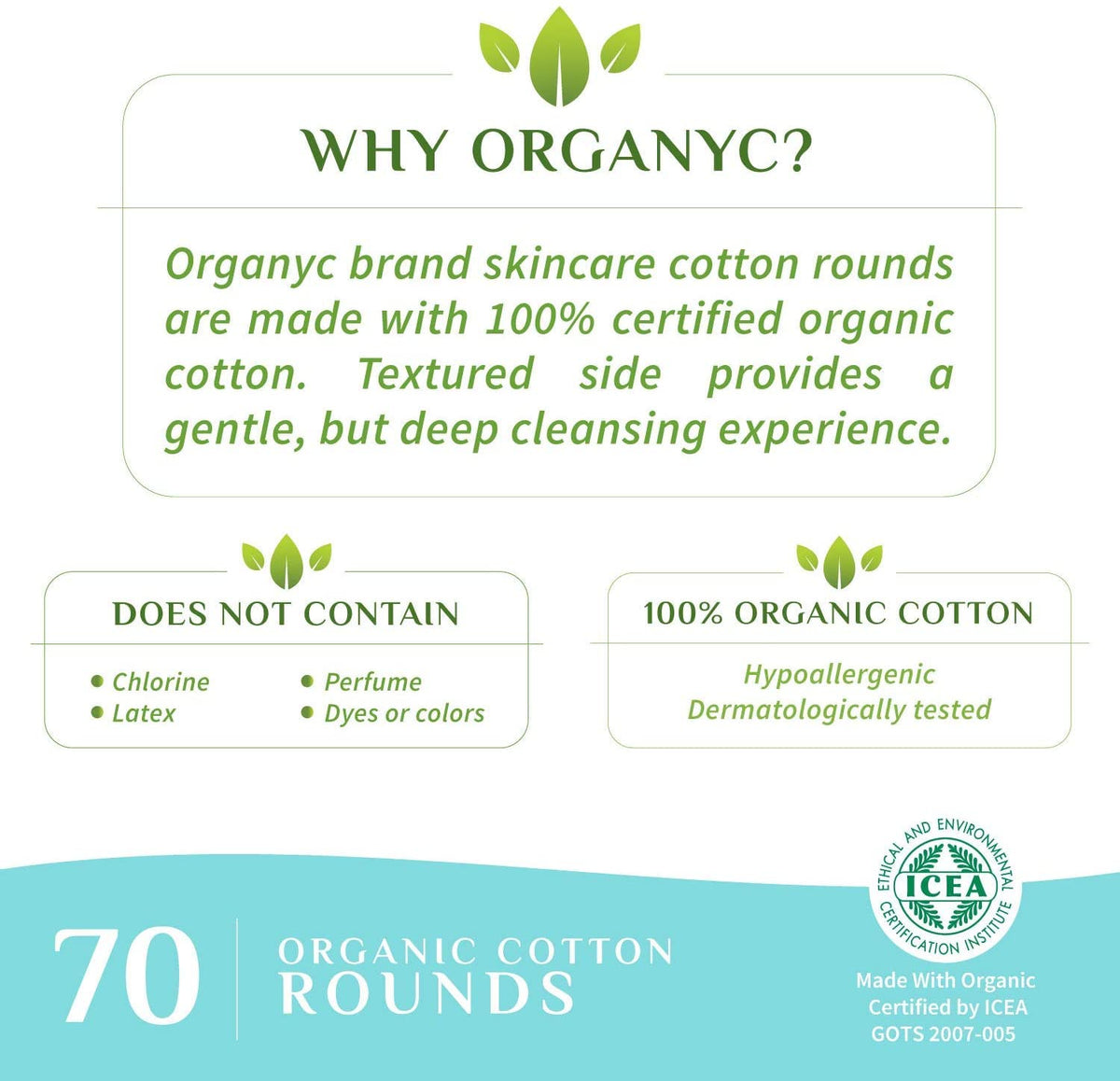 Organyc 100% Organic Cotton Rounds - Biodegradable Cotton, Chemical Free, For Sensitive Skin (210count) - Daily Cosmetics Beauty and Personal Care