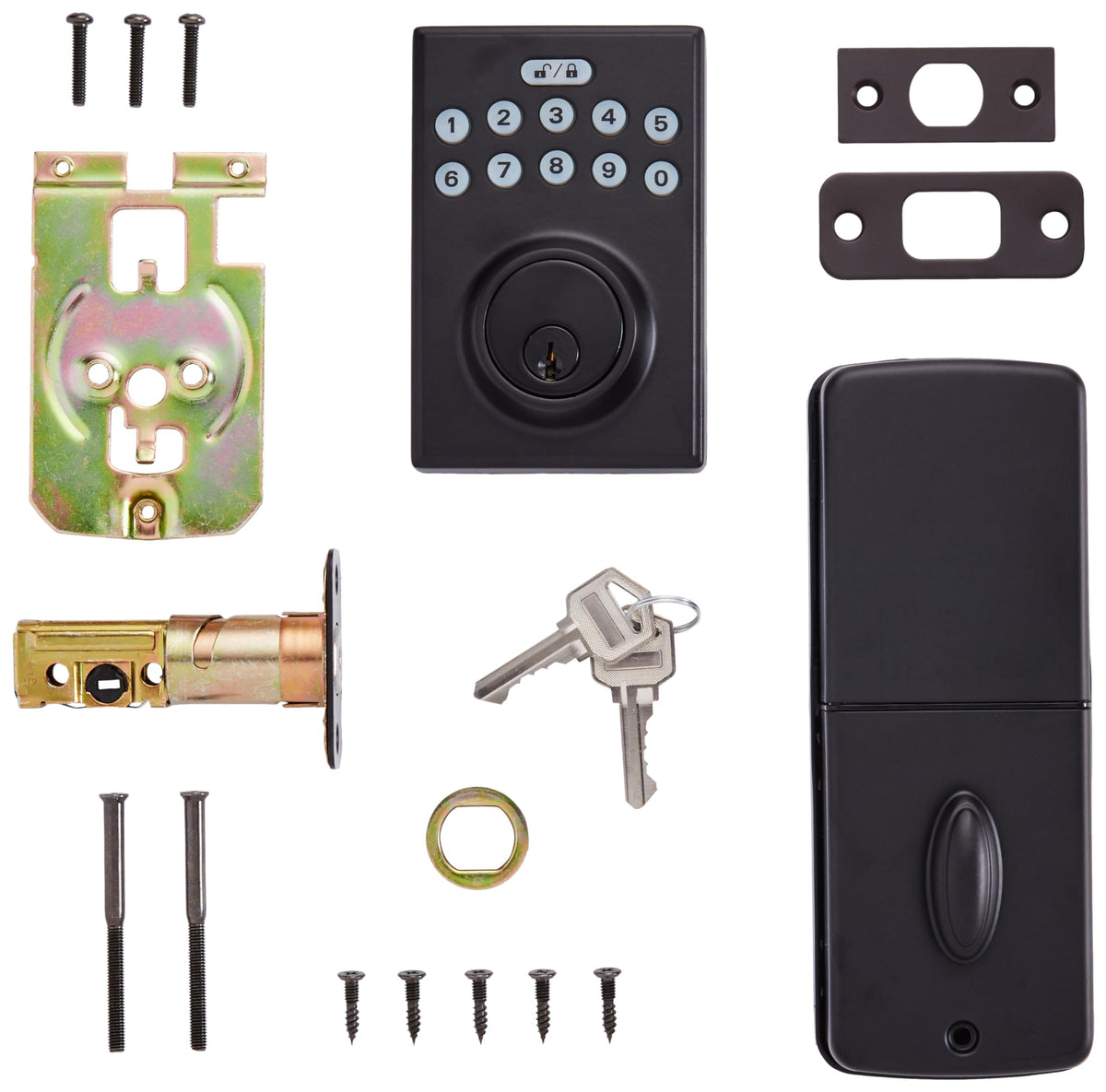 Amazon Basics Electronic Keypad Deadbolt Door Lock with Auto Lock, Touch-Control Keyless Entry, Customizable User Codes, Easy Installation, Contemporary, Matte Black, 1-Pack