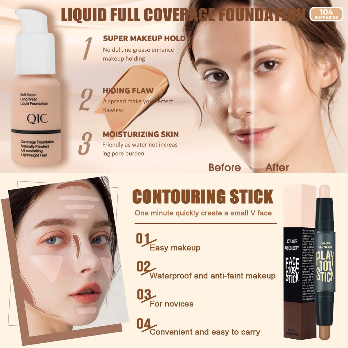 All in One Makeup Kit for Women Full Kit,Travel Make Up Gift Set for Women Teens Girls, Includes Eyeshadow,CC,Foundation,Lipstick,Mascara,Brush,Sponge,Brow Powder & Soap,Eyeliner,Primer,Contour,Bag