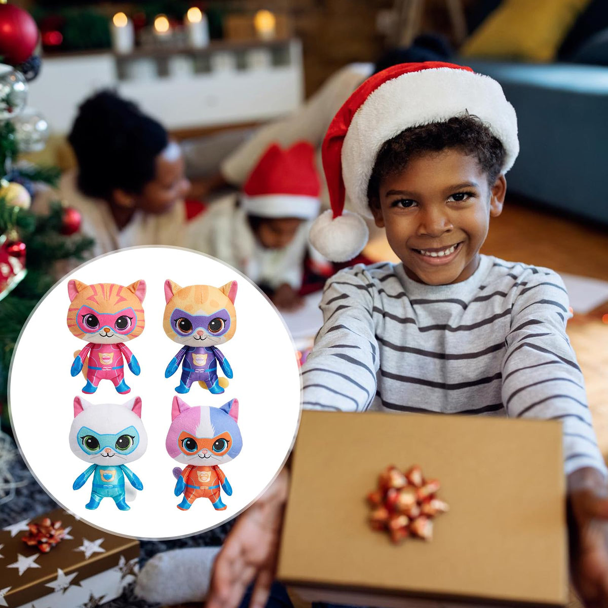 YXCTZKVX Super Cat Plush Toy – Set of 4 Soft Stuffed Animals – Sparks, Buddy, Ginny, Bitsy – Adorable Kitties Gift Set for Children(8Inch)