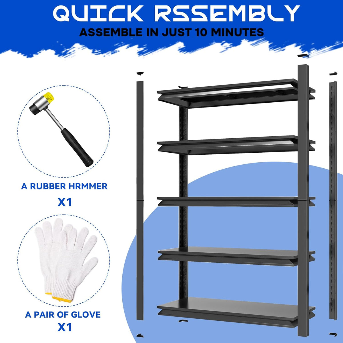 63"H Garage Shelving Heavy Duty Rack, 3000 LBS Capacity 5 Tier Adjustable Garage Storage Shelves, Metal Industrial Shelving Units Utility Shelf for Basement and Warehouse, 63"H×27.6"W×13.8"D, Black