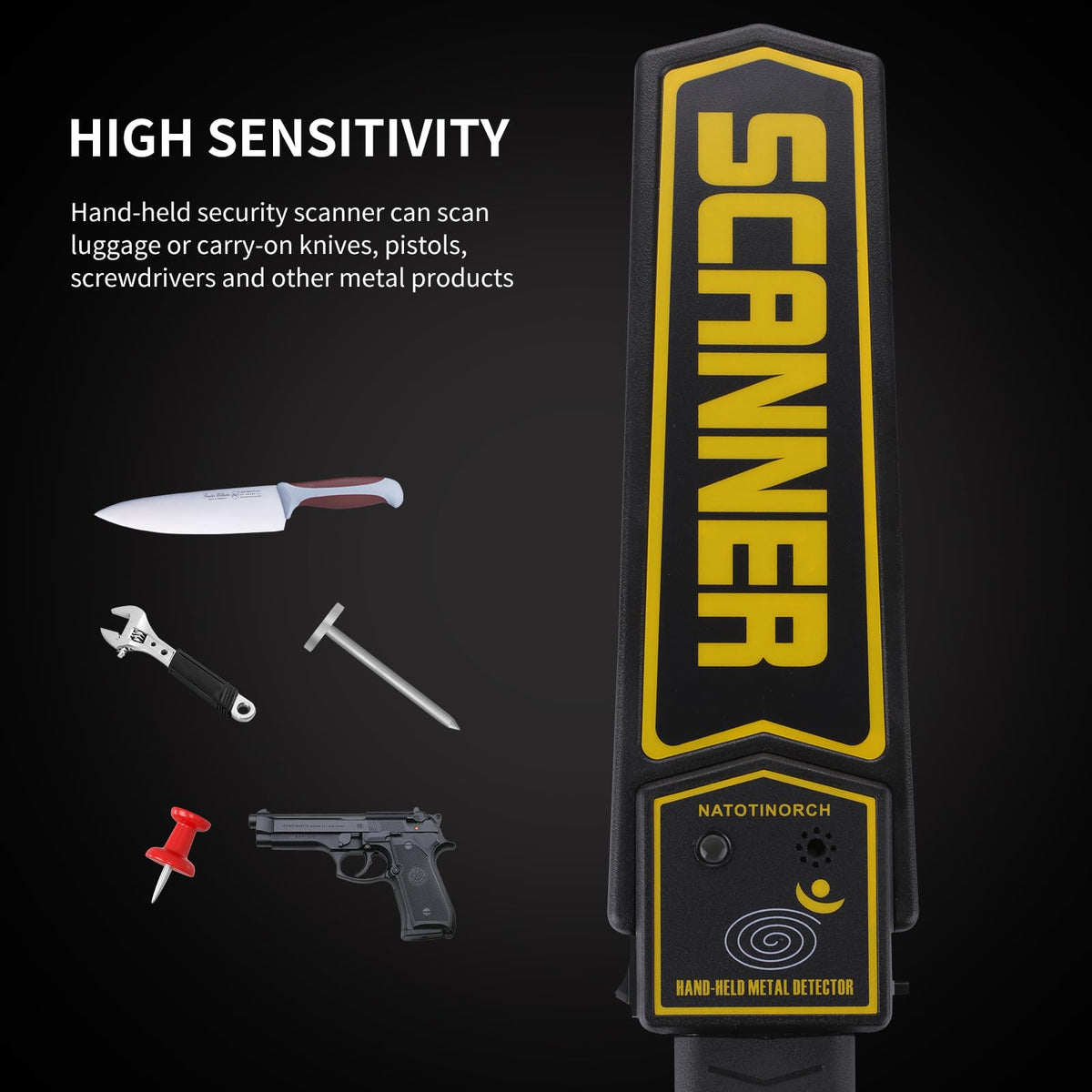 Handheld Metal Detector Wand Security Scanner,High-Sensitivity Security Wand Metal Detector, Detection of Various Electronic Metal Products